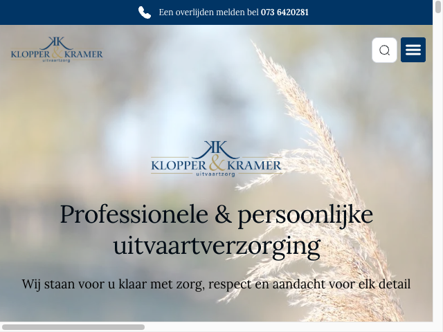 Screenshot Klopper & Kramer Uitvaartzorg