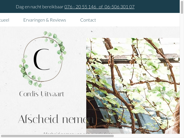 Screenshot Cordis Uitvaart