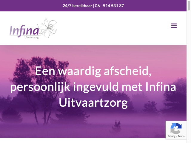 Screenshot Infina Uitvaartzorg