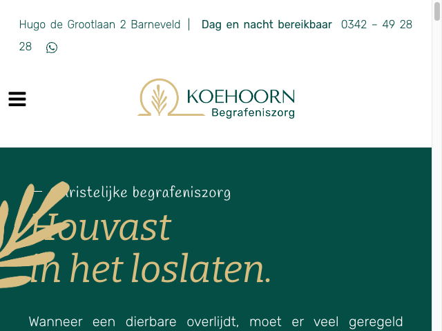 Screenshot Koehoorn Begravenisonderneming