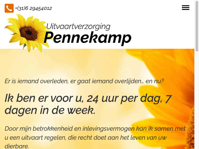 Screenshot Uitvaartverzorging Pennekamp