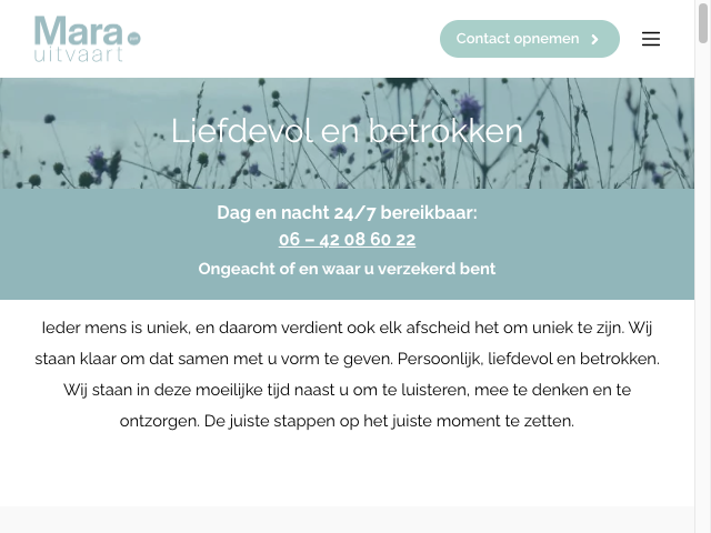 Screenshot Mara Uitvaartbegeleiding