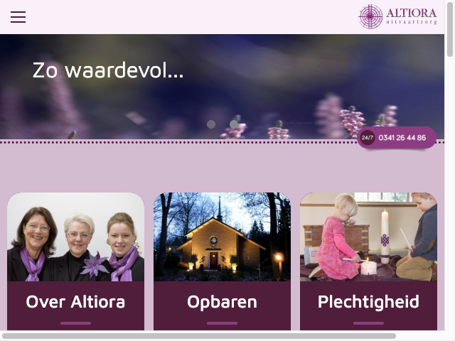 Screenshot Altiora Uitvaartzorg