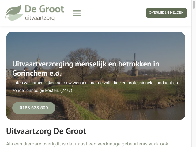 Screenshot De Groot Uitvaartzorg