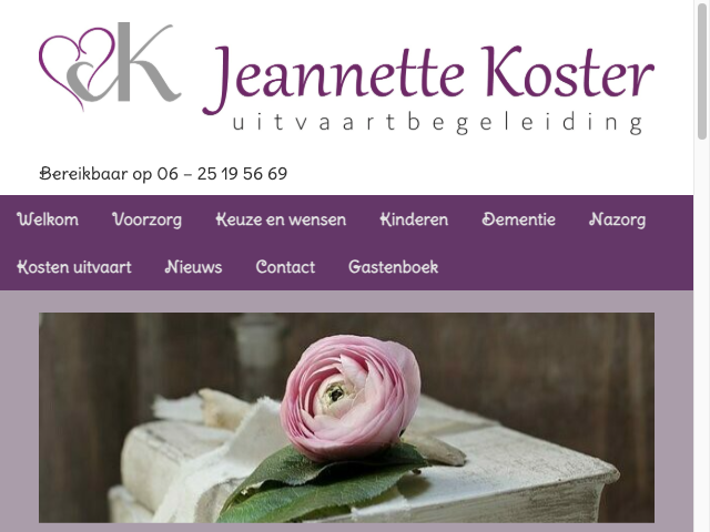 Screenshot Jeannette Koster Uitvaartbegeleiding