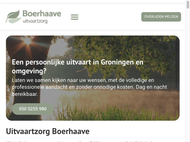 Screenshot Uitvaartzorg BOERHAAVE ( stad en ommeland )