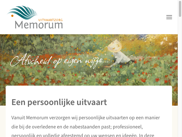 Screenshot Uitvaartzorg Memorum