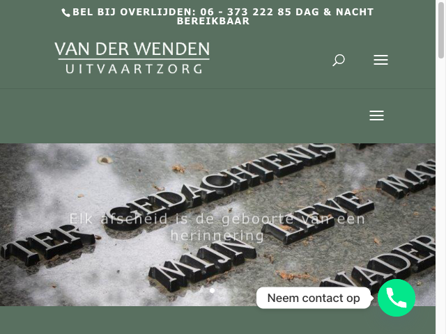Screenshot van der Wenden Uitvaartzorg