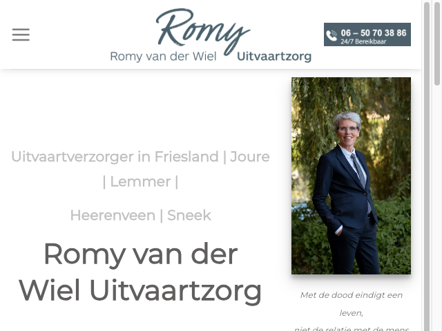 Screenshot Romy van der Wiel Uitvaartzorg