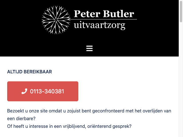 Screenshot Butler Uitvaartverzorging