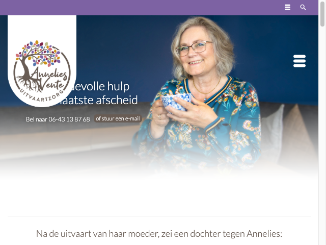 Screenshot Annelies Vente Uitvaartzorg