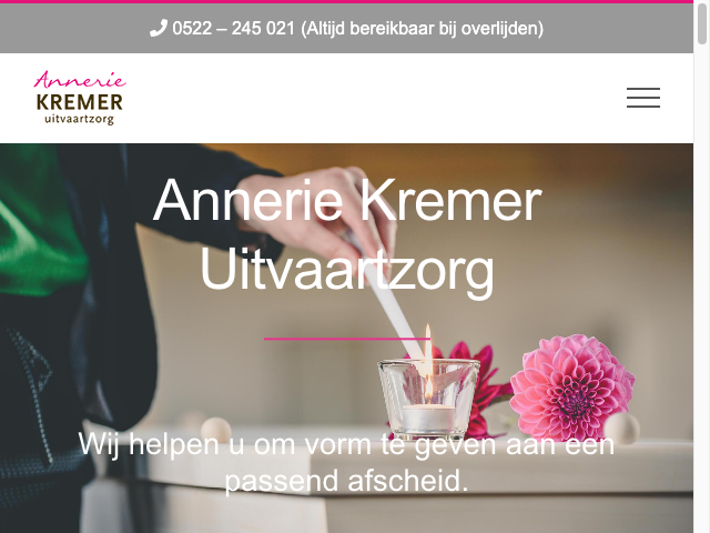 Screenshot Annerie Kremer Uitvaartzorg