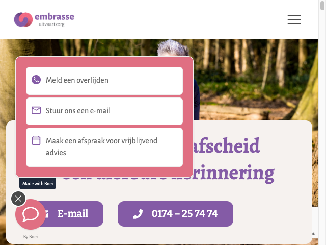Screenshot Embrasse Uitvaartzorg