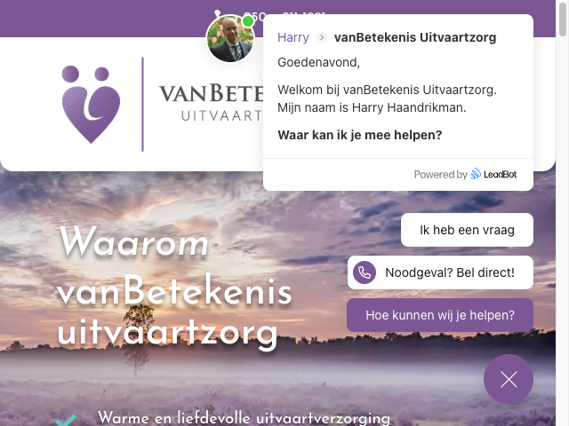 Screenshot van Betekenis Uitvaartzorg