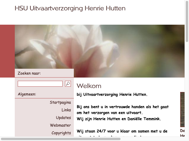 Screenshot H.S.U. Uitvaartverzorging Henrie Hutten