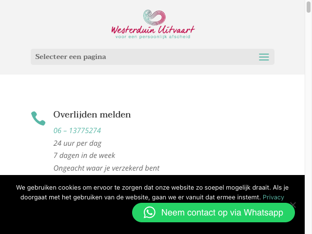 Screenshot Westerduin Uitvaart