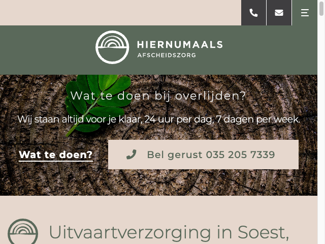 Screenshot Hier numaals  Uitvaartzorg