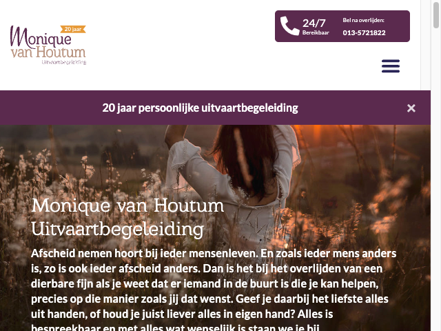 Screenshot Monique van Houtum Uitvaartbegeleiding