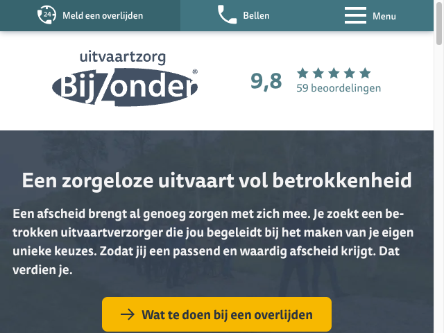 Screenshot Uitvaartzorg BijZonder