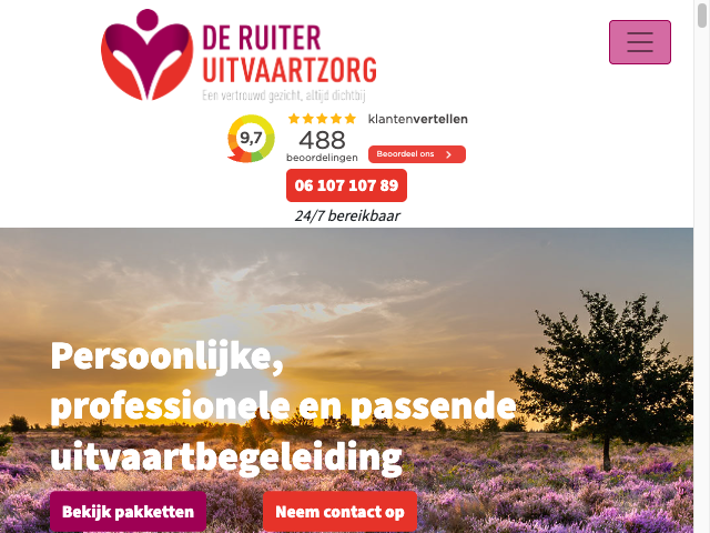 Screenshot De Ruiter Uitvaartzorg